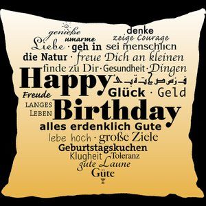 Happy Birthday Golden Heart Throw Pillow